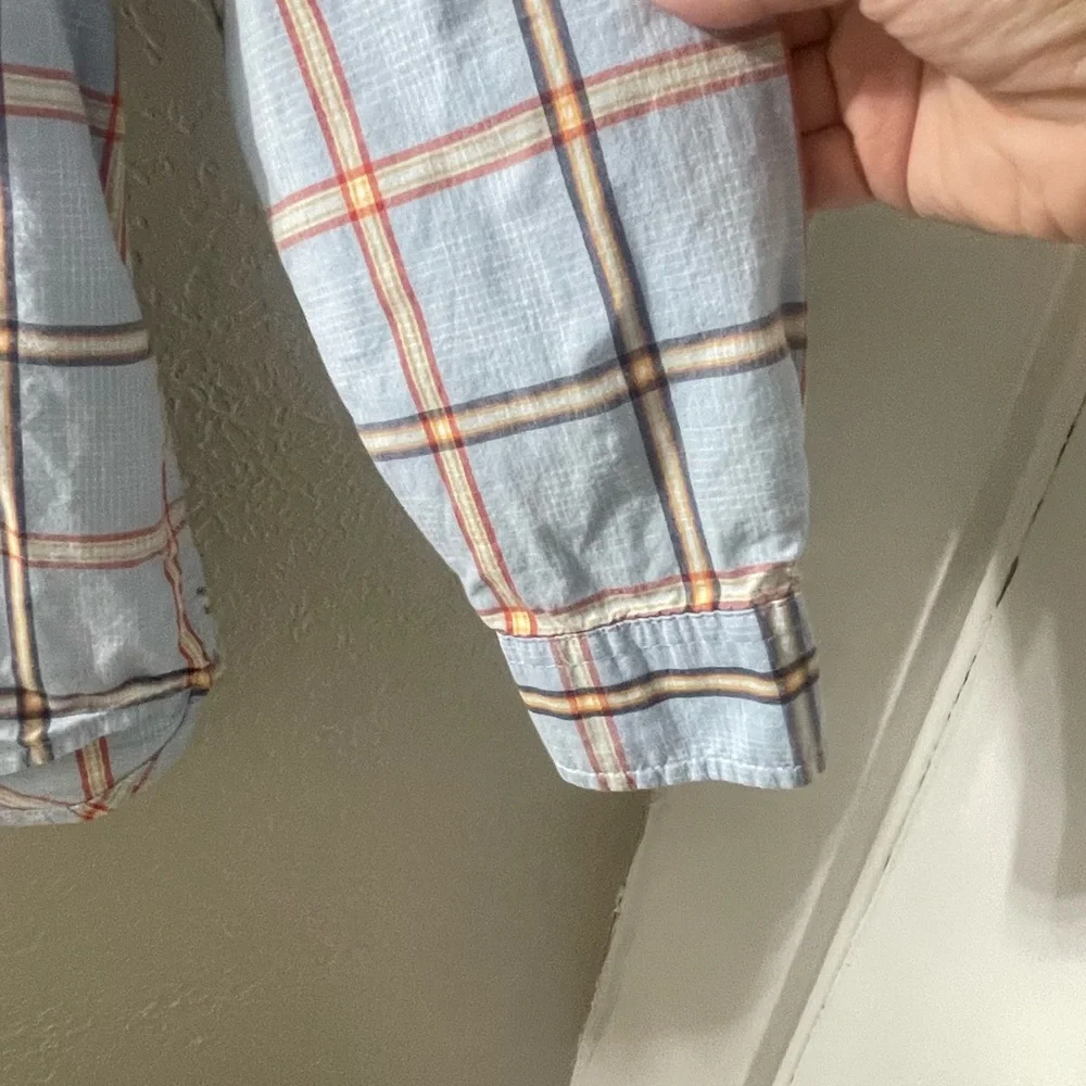 GAP Kids Plaid Button Down Shirt -‎ Blue/Orange Size M (8)